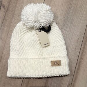 Adidas Kids Cream Knit Pom-Pom Hat